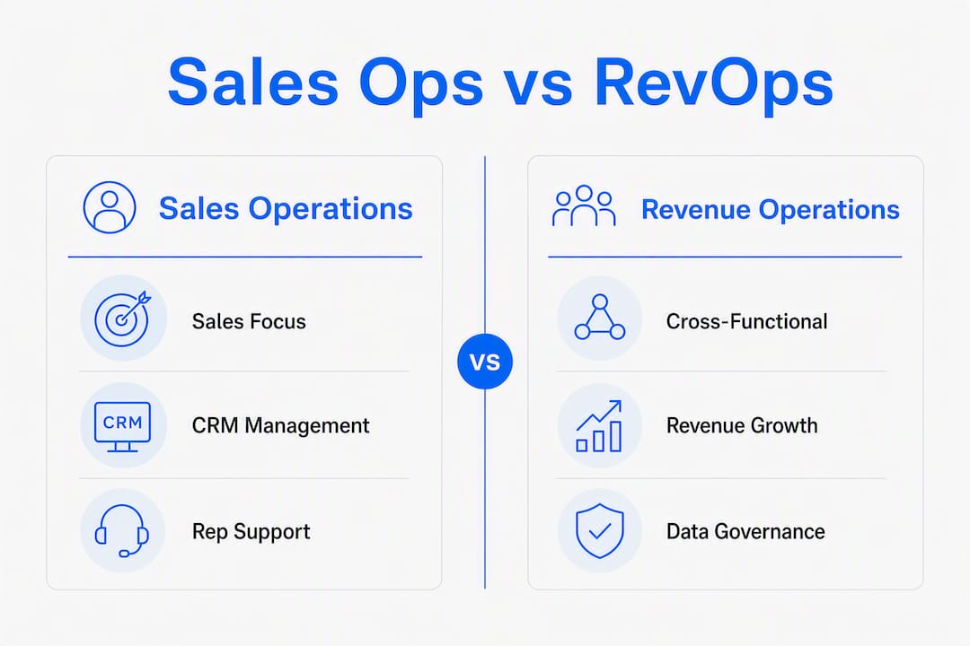 Infographic comparing Sales Operations and Revenue Operations