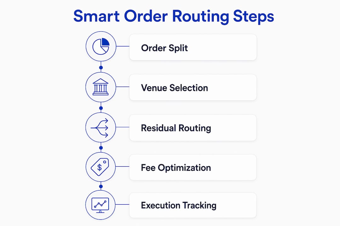 Infographic showing smart order routing process steps