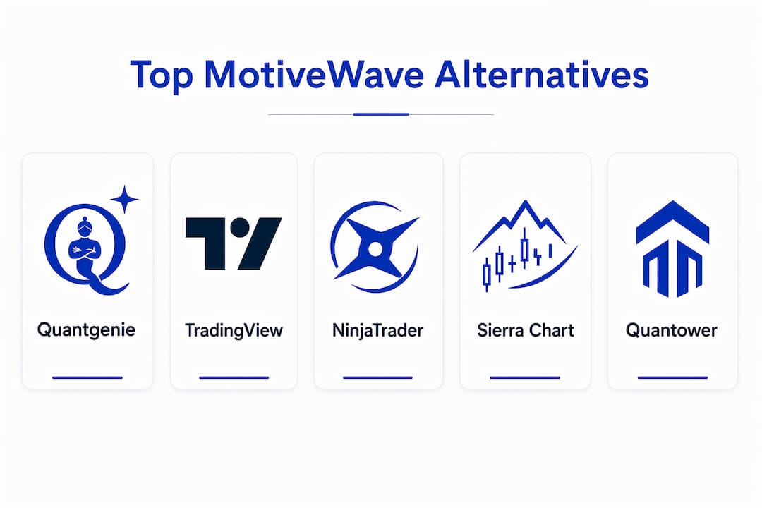 Infographic showing top MotiveWave trading platform alternatives in ranked tiers