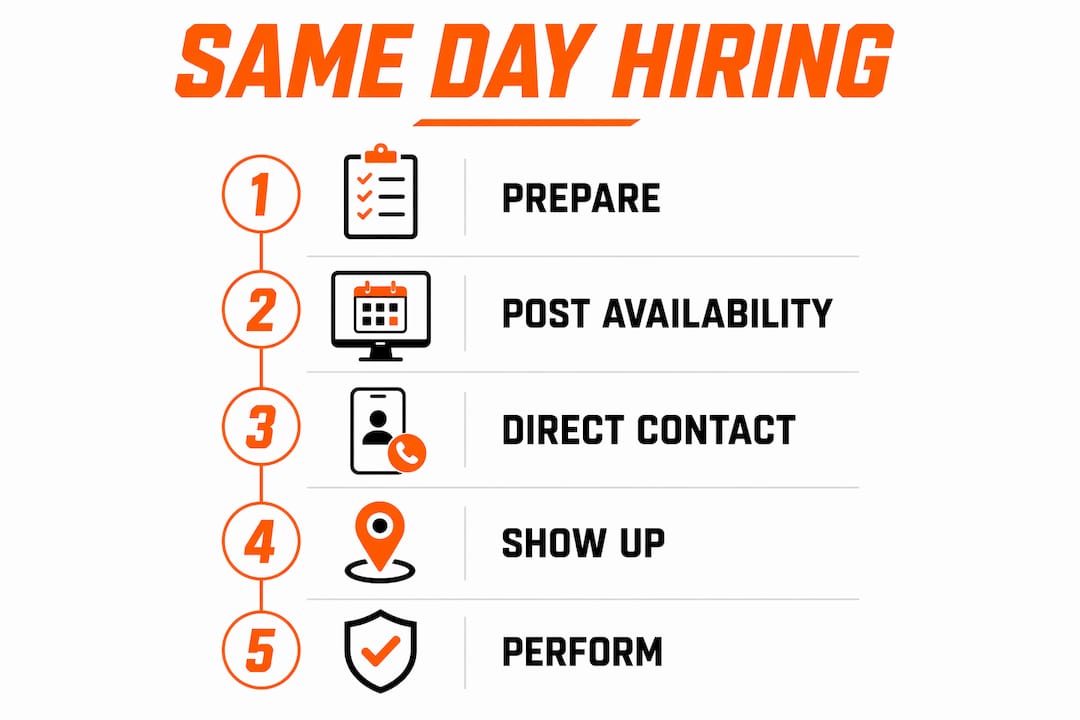 Infographic showing steps to secure same-day hiring
