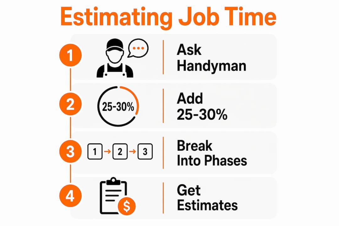 Infographic showing steps to estimate handyman job times