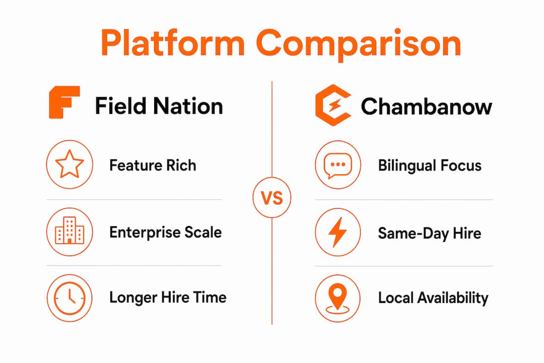 Comparative infographic of Field Nation and Chambanow