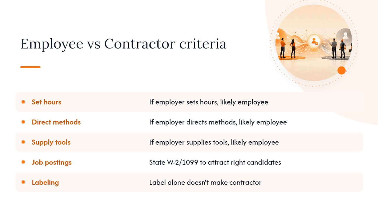 Diagram comparing W-2 and 1099 worker classification