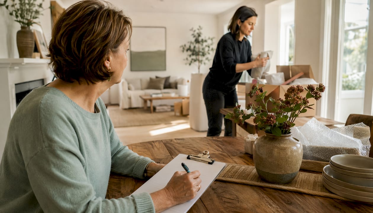 Woman supervising home staging and preparation