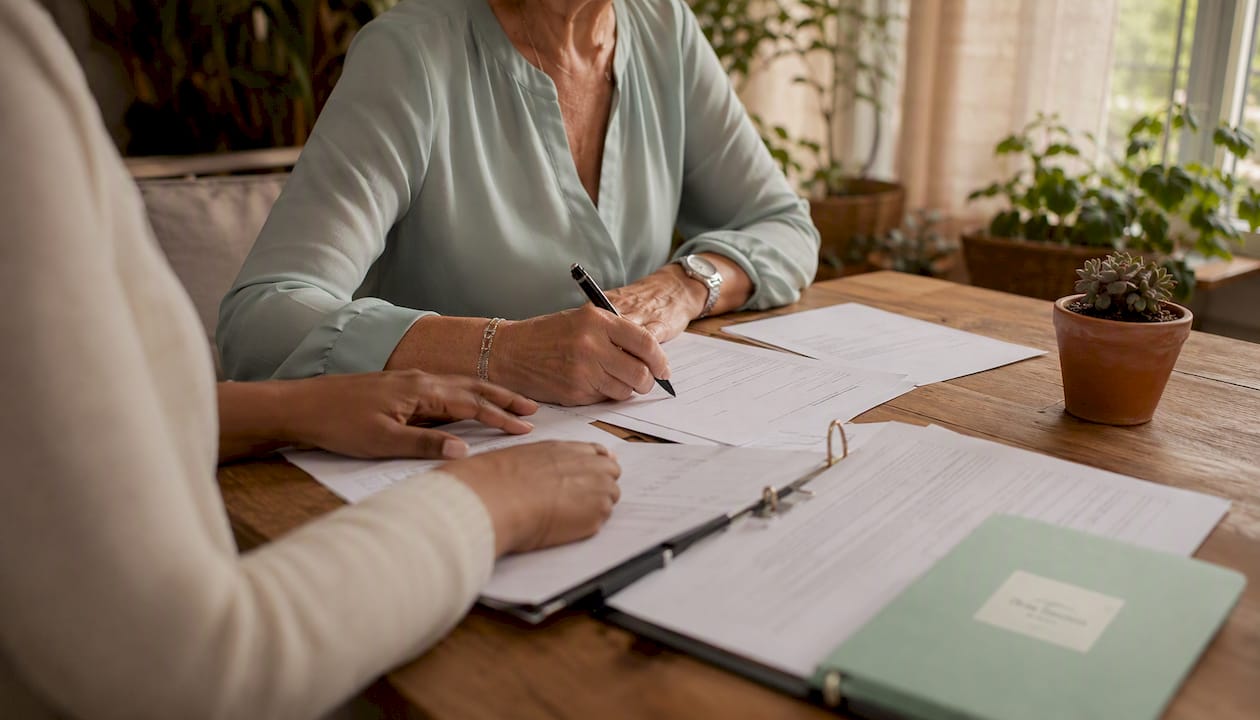 Hands signing real estate closing documents
