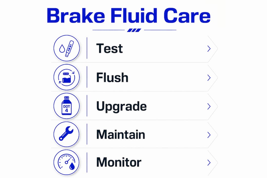 Infographic showing brake fluid care steps