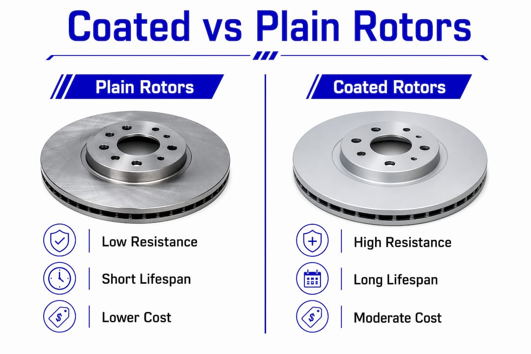 Infographic comparing coated and plain rotors