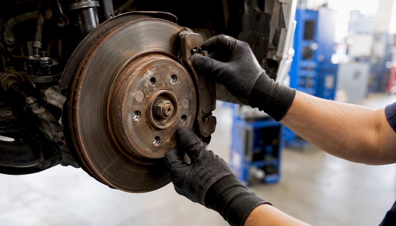 Gloved hands maintaining hybrid vehicle brakes