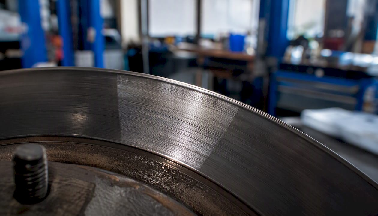 Macro detail of transfer layer on brake rotor surface