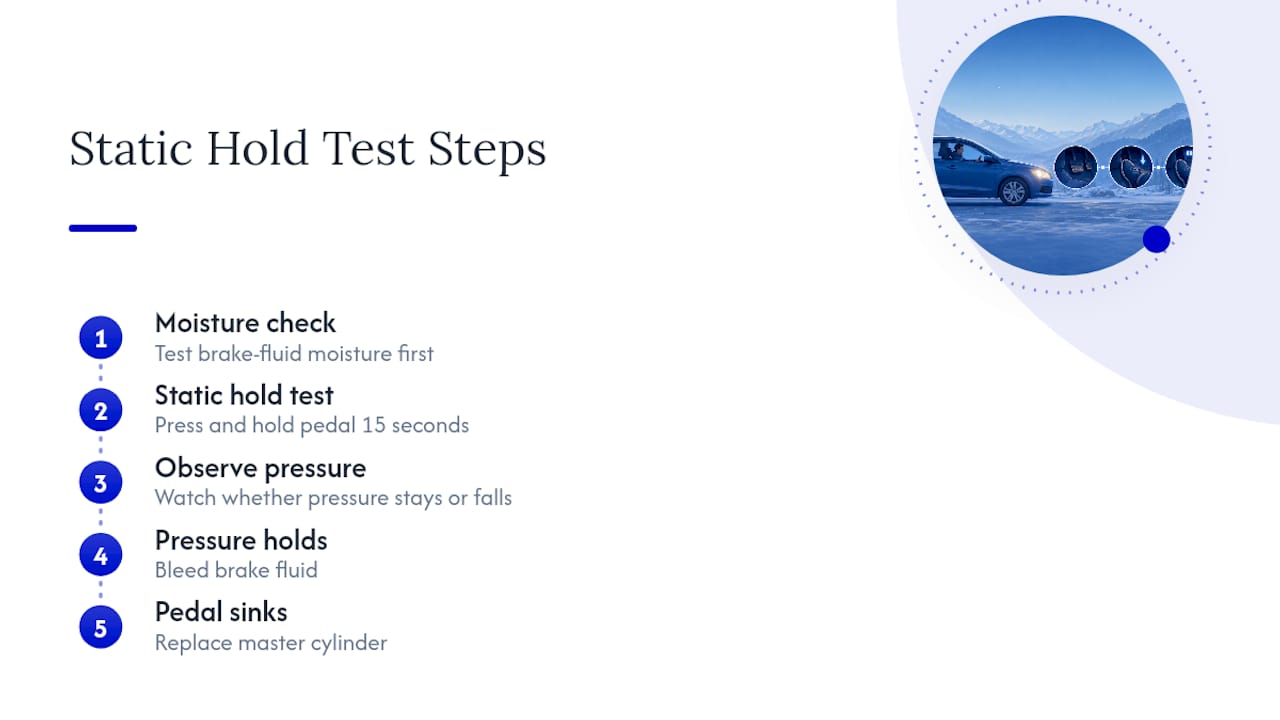 Diagram illustrating static hold test steps and diagnosis outcomes