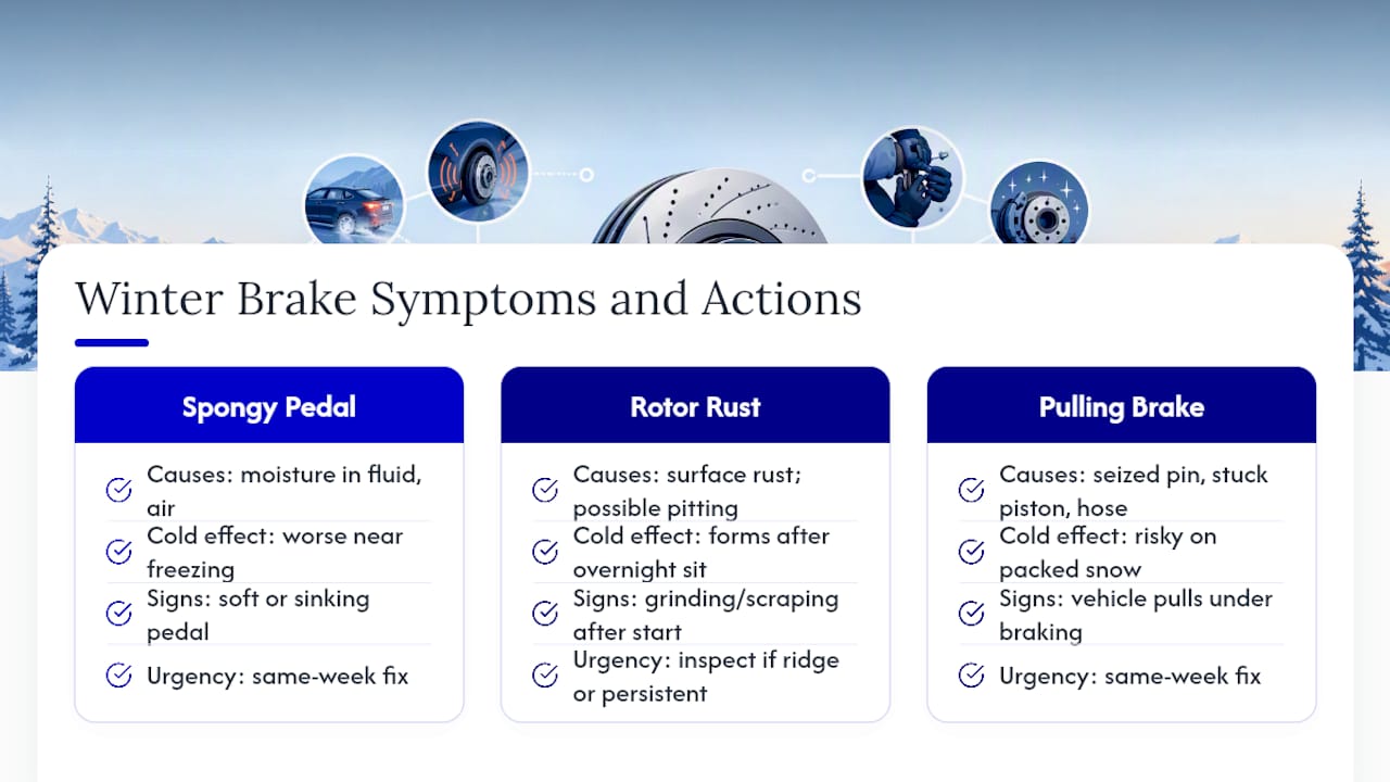 Three winter brake symptoms and likely causes