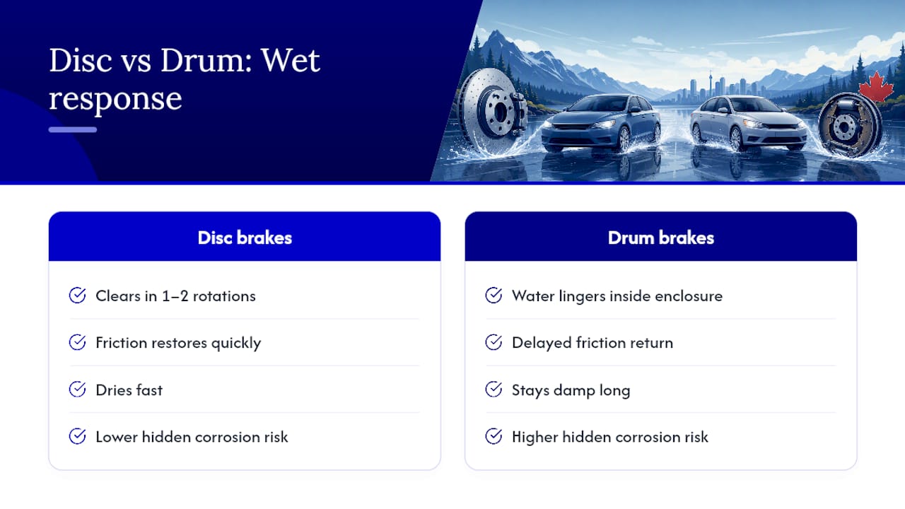 Disc and drum brake moisture comparison