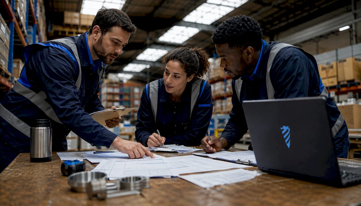 Warehouse team discussing cycle counting methods
