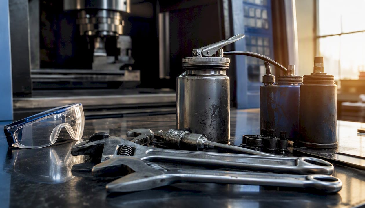 Maintenance tools on factory workbench