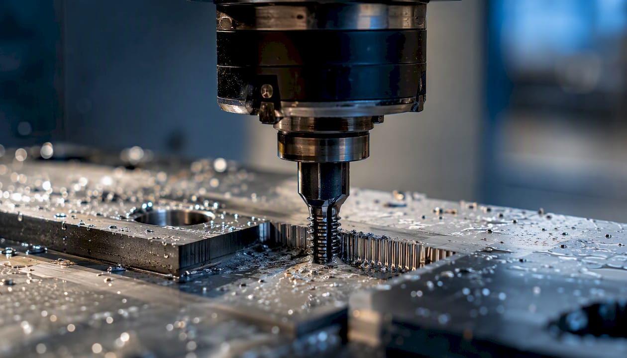 Thread milling tool engaging metal workpiece