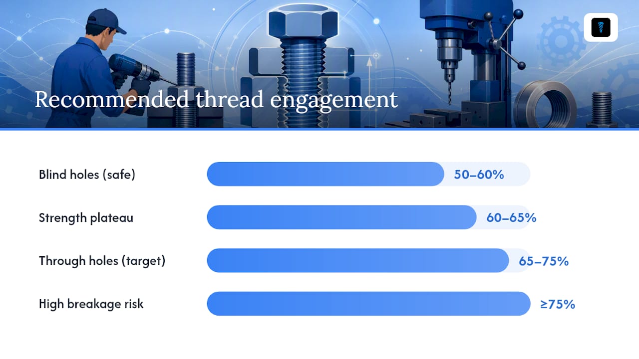 Thread engagement length and percentage comparison