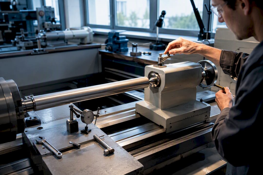 Tailstock offset setup for long taper turning