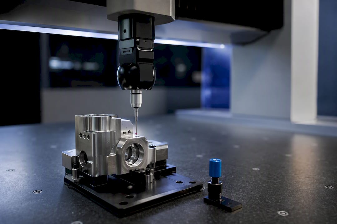 CMM probe measuring machined feature