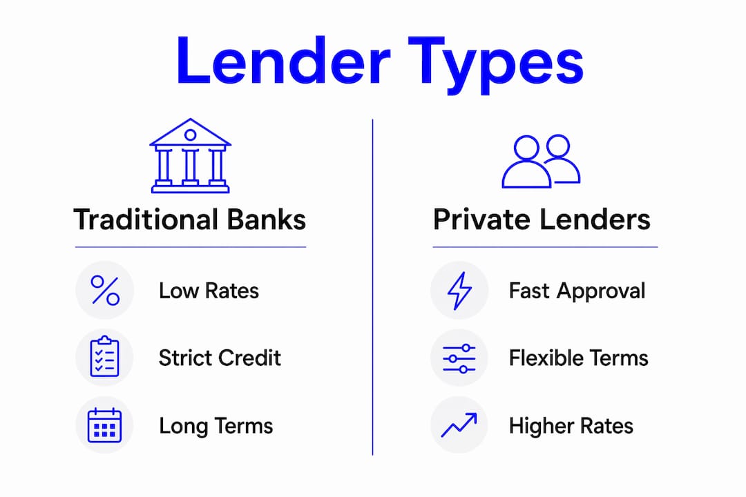 Infographic comparing traditional banks and private lenders