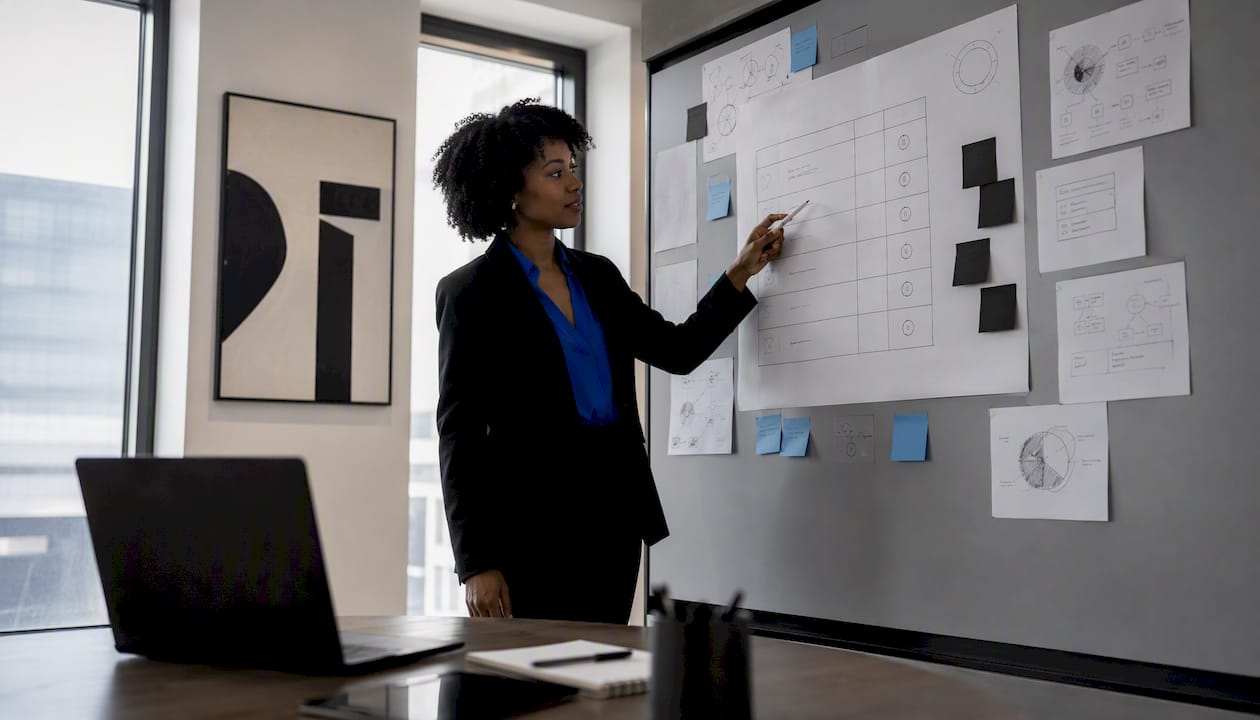 Sales manager explaining CRM forecast categories