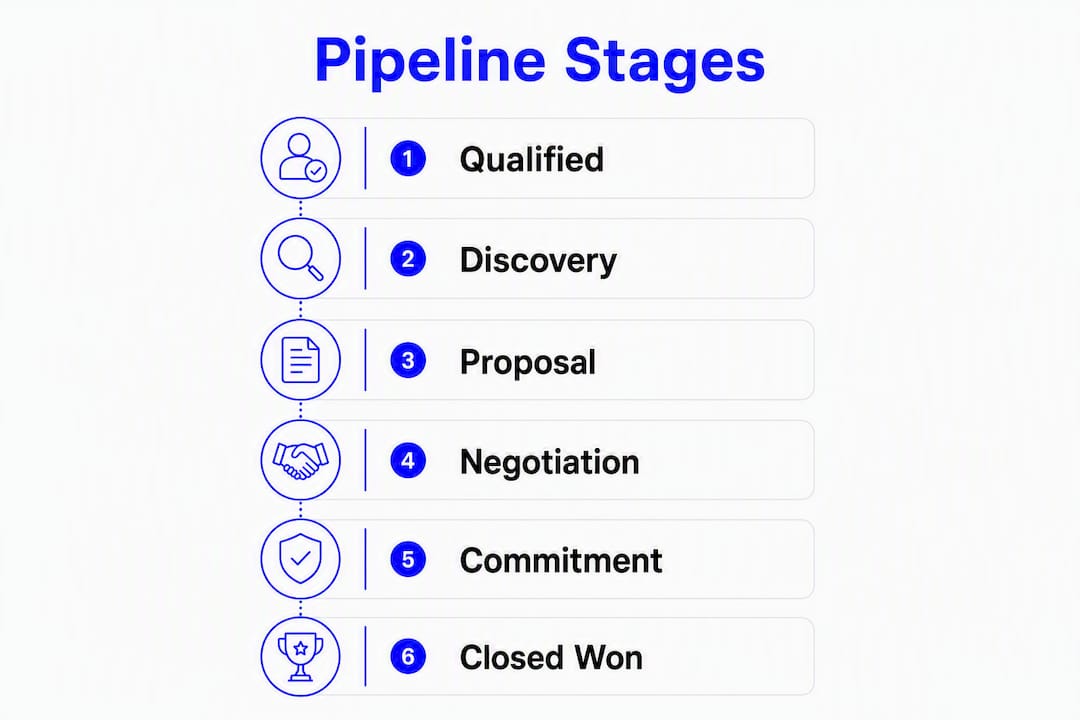 Infographic showing sales pipeline stages flow