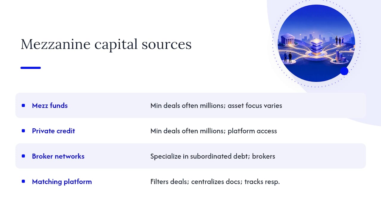 Diagram of mezzanine capital sources and deal attributes