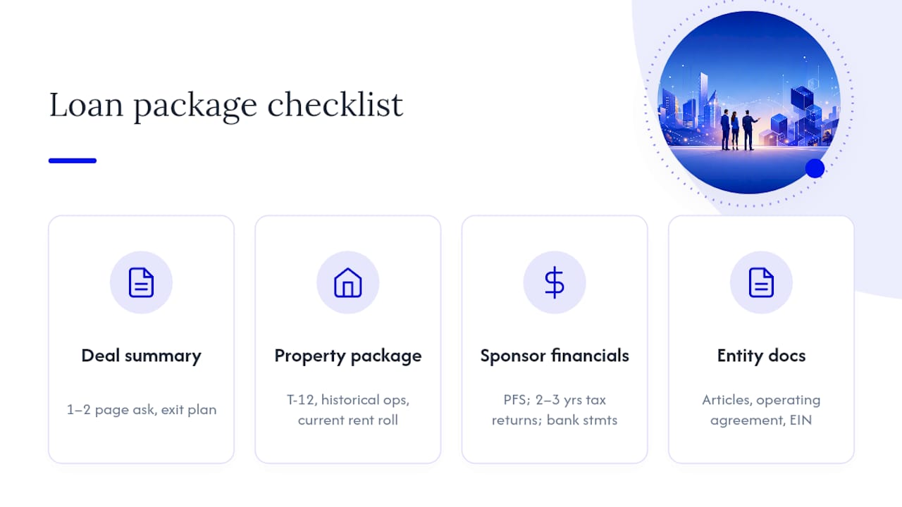 Icon summary of loan document checklist categories