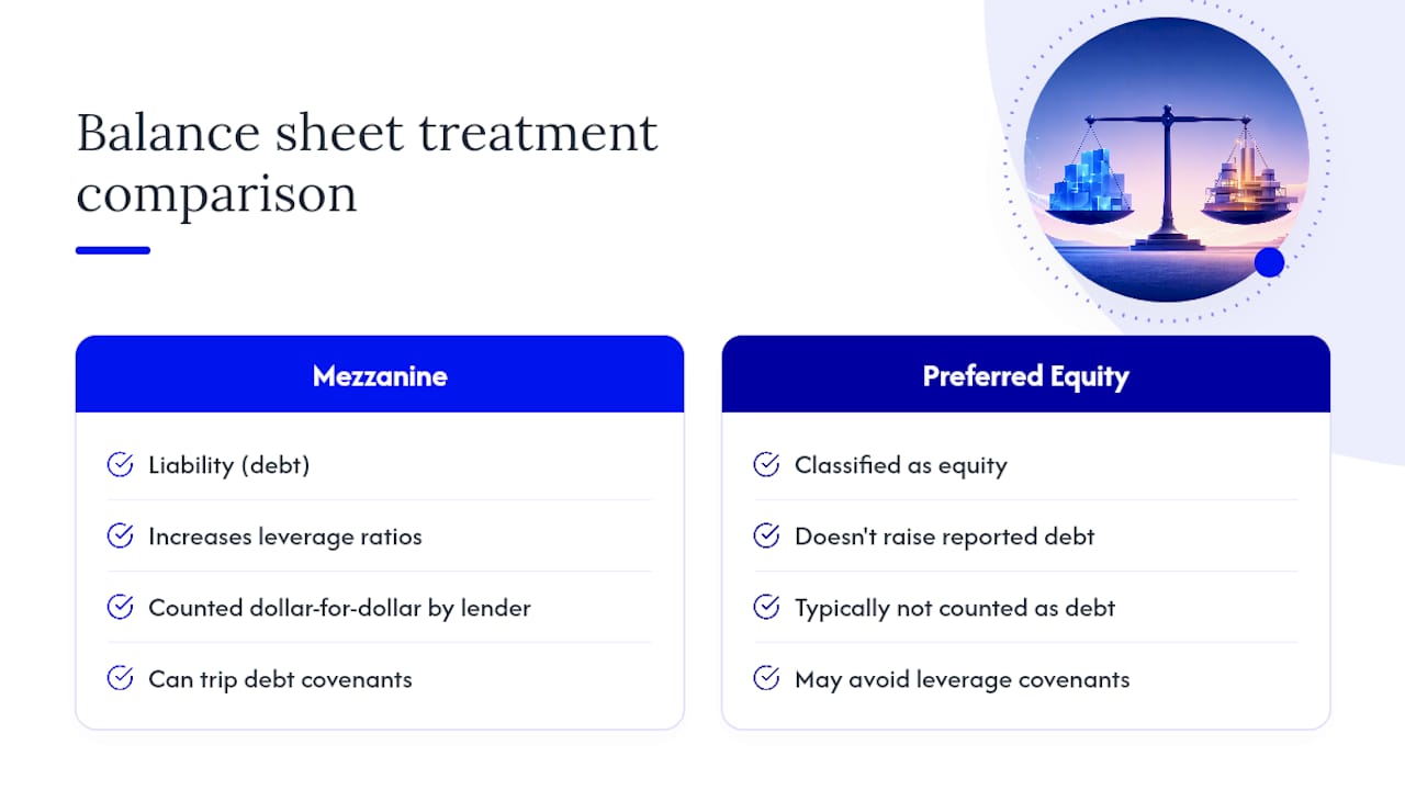 How Preferred Equity and Mezzanine Show Up on the Balance Sheet — overview diagram