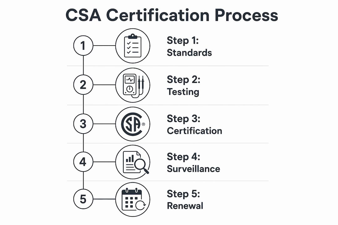 Infographic showing CSA certification process steps