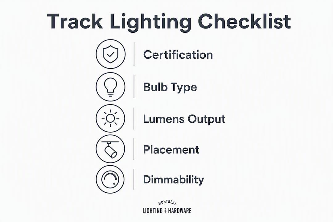 Checklist infographic for track lighting purchase