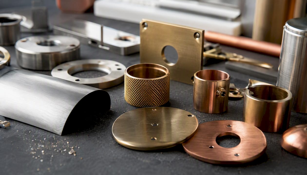 Lighting parts with varied metal and finish textures
