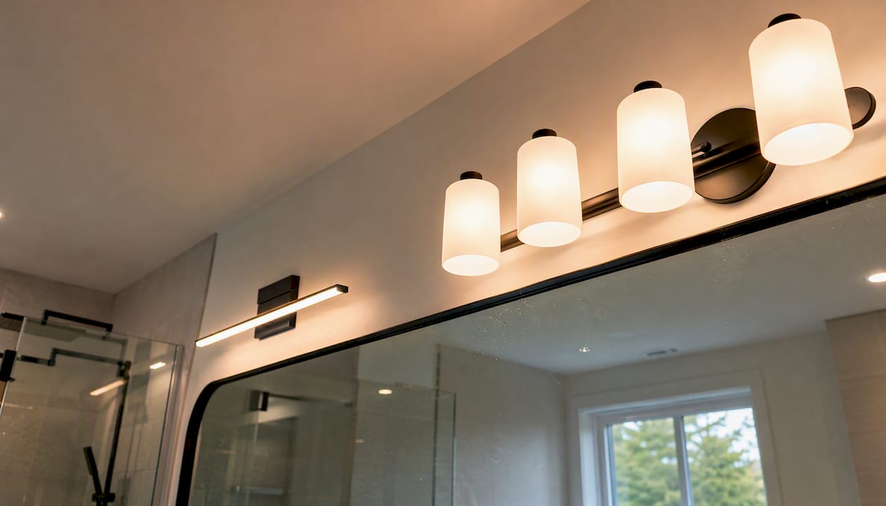 Two vanity lights showing different visual weights