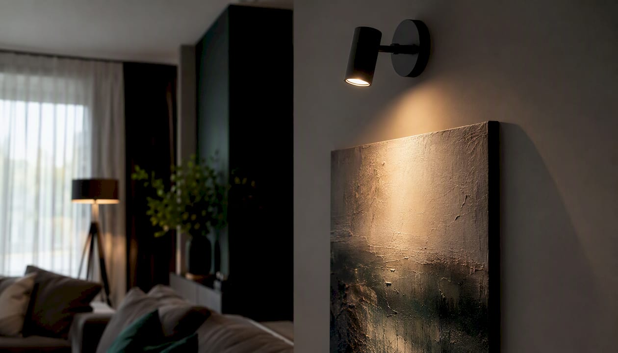 Accent wall sconce lighting in living room