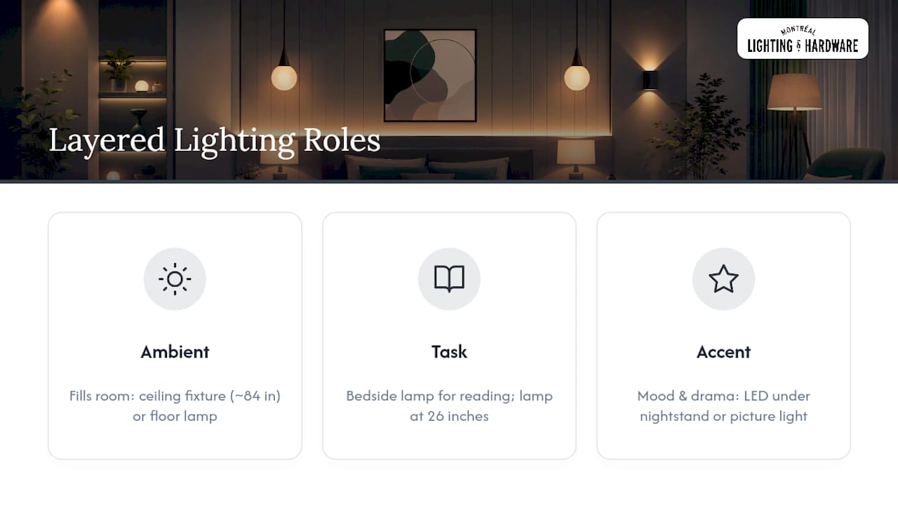 Diagram of ambient, task, and accent lighting roles