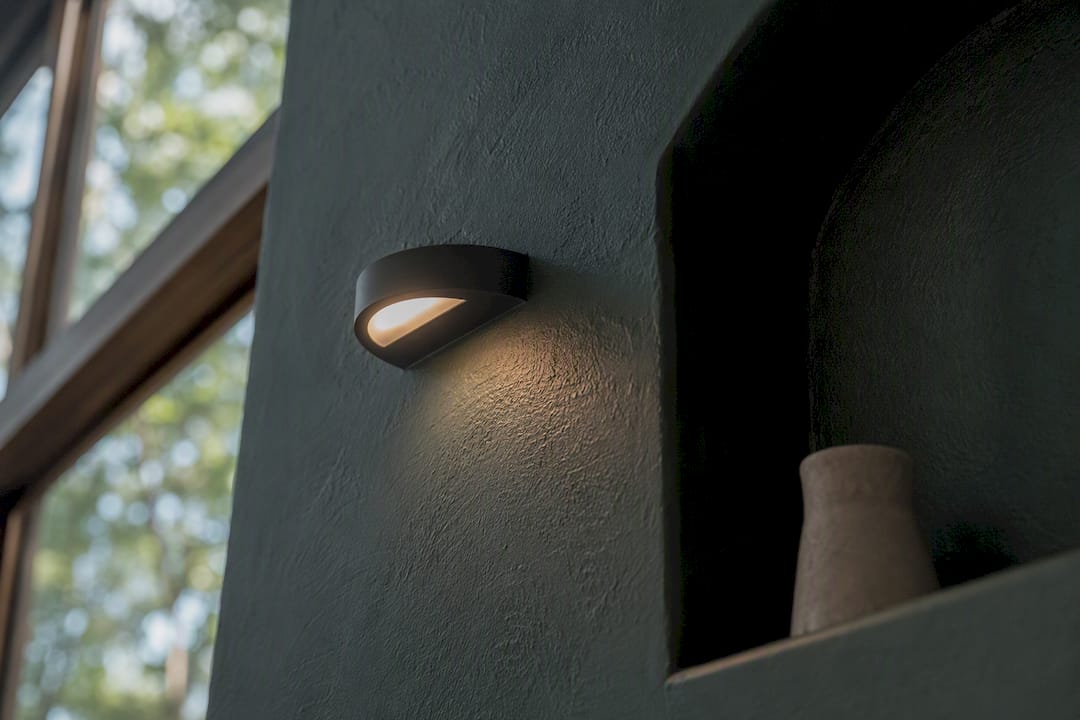 Flush mounted recessed LED wall sconce detail