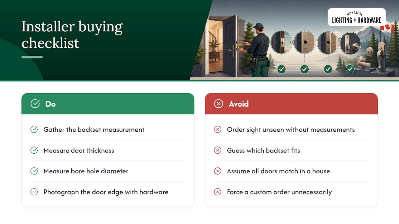 Installer Tips and a Buying Checklist From Montreal Lighting & Hardware — overview diagram