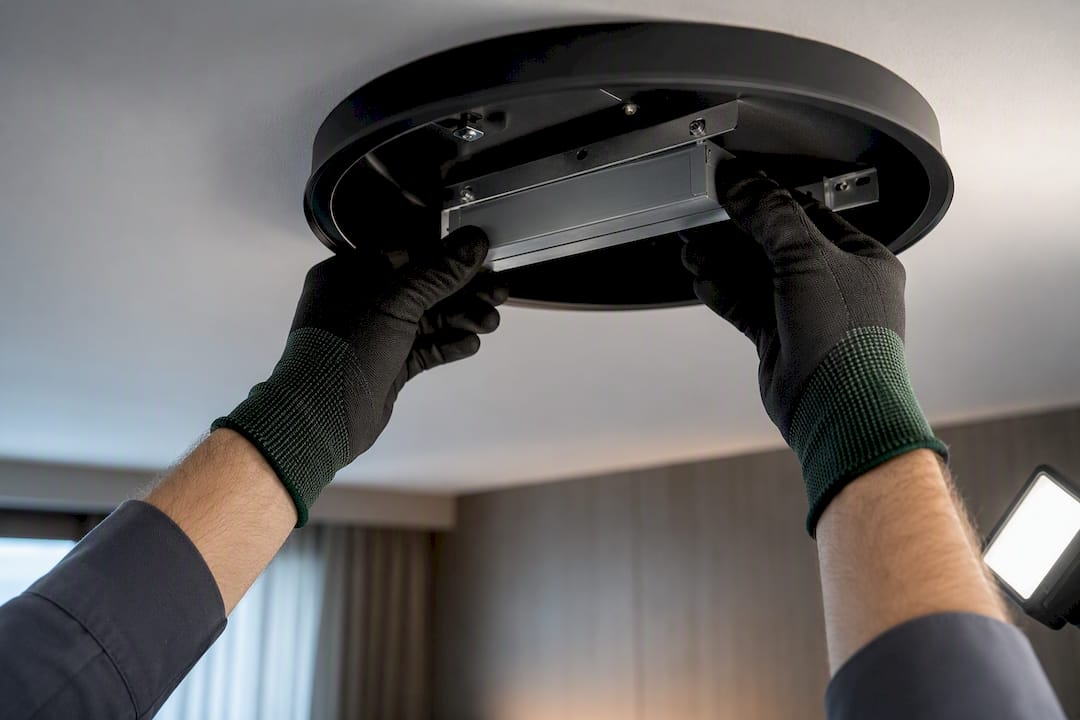 Technician inspecting an accessible light driver