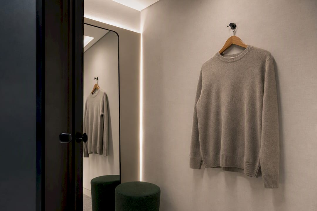 Even flattering light inside a retail fitting room