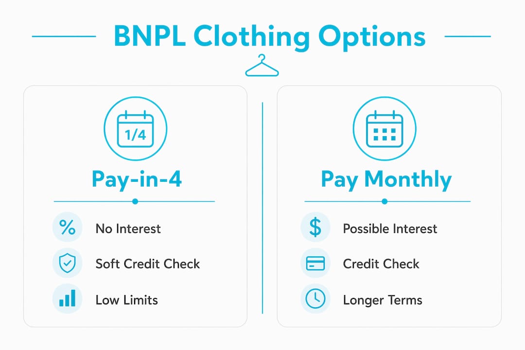 Infographic comparing BNPL clothing options