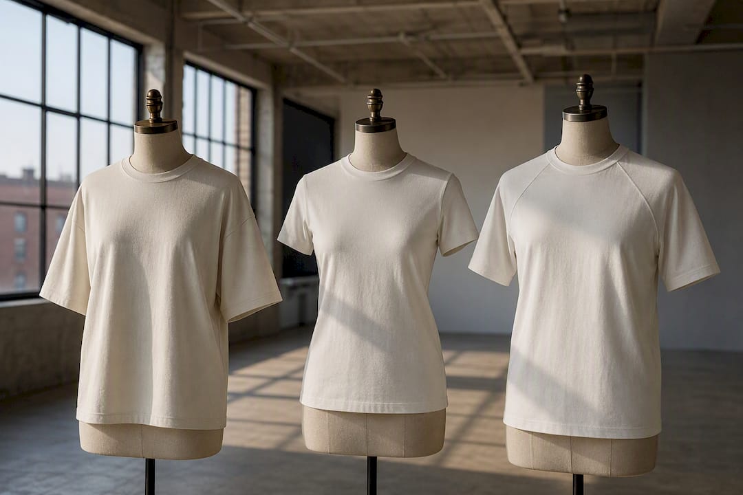 Three different sleeve types on mannequins