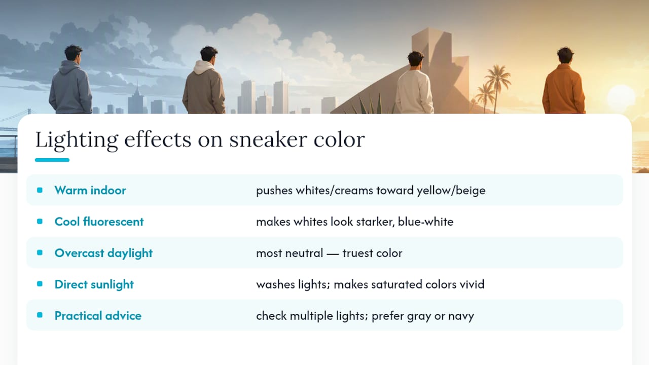 Why lighting changes how sneaker colors actually look — overview diagram