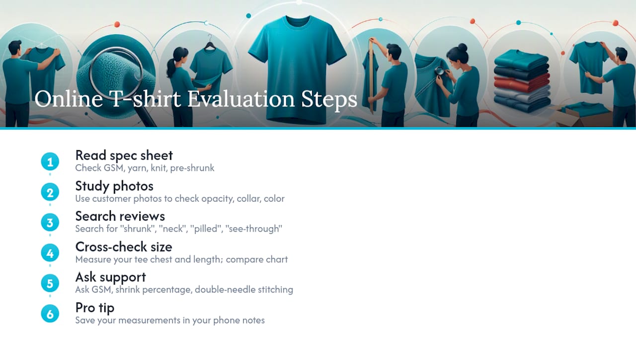 How to evaluate a T-shirt online before you buy — overview diagram