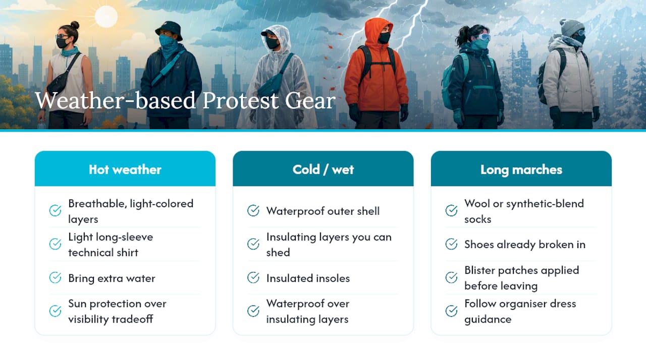 Weather-based protest layering comparison