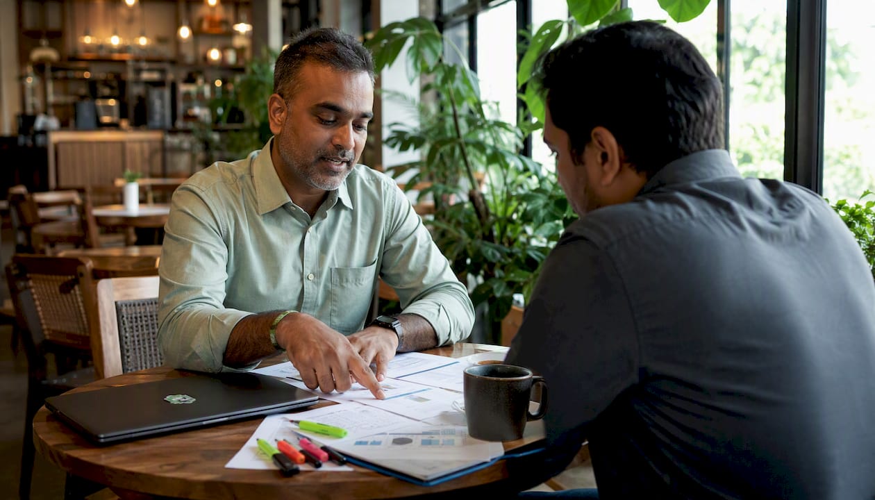 Accountant consulting small business client