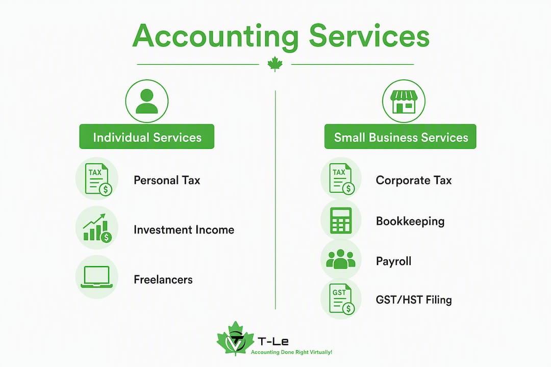 Infographic showing accounting service categories