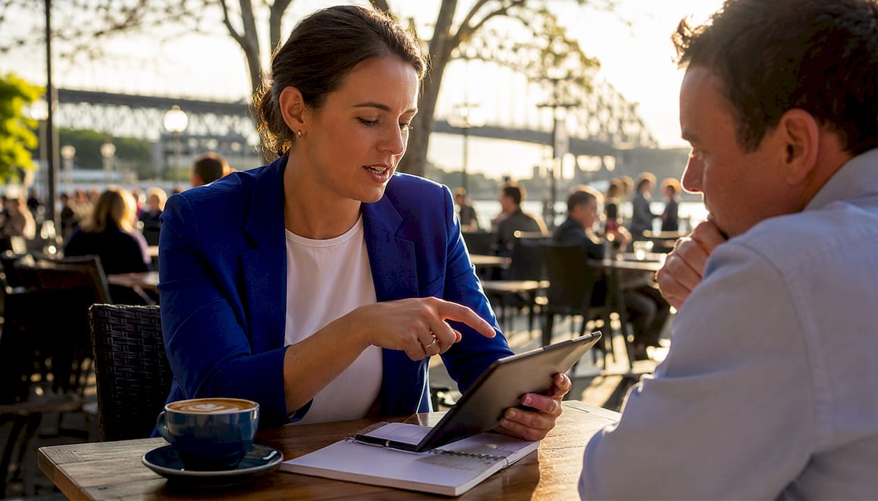 Hands-over-tablet planning Google Ads strategy