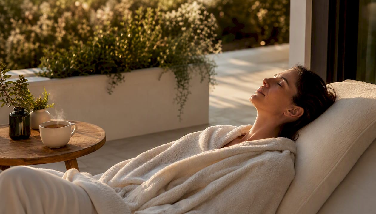 Relaxed client resting after massage session