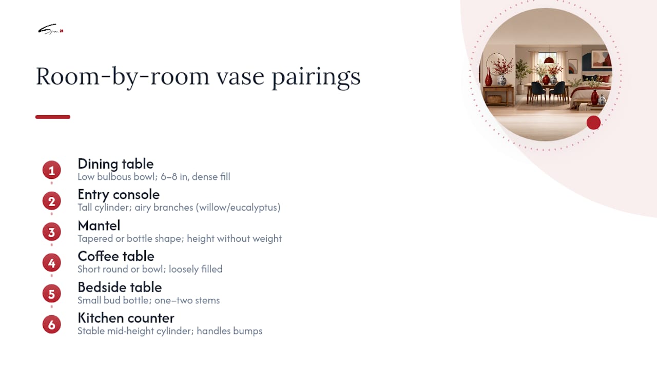 Room-by-room vase shape styling guide