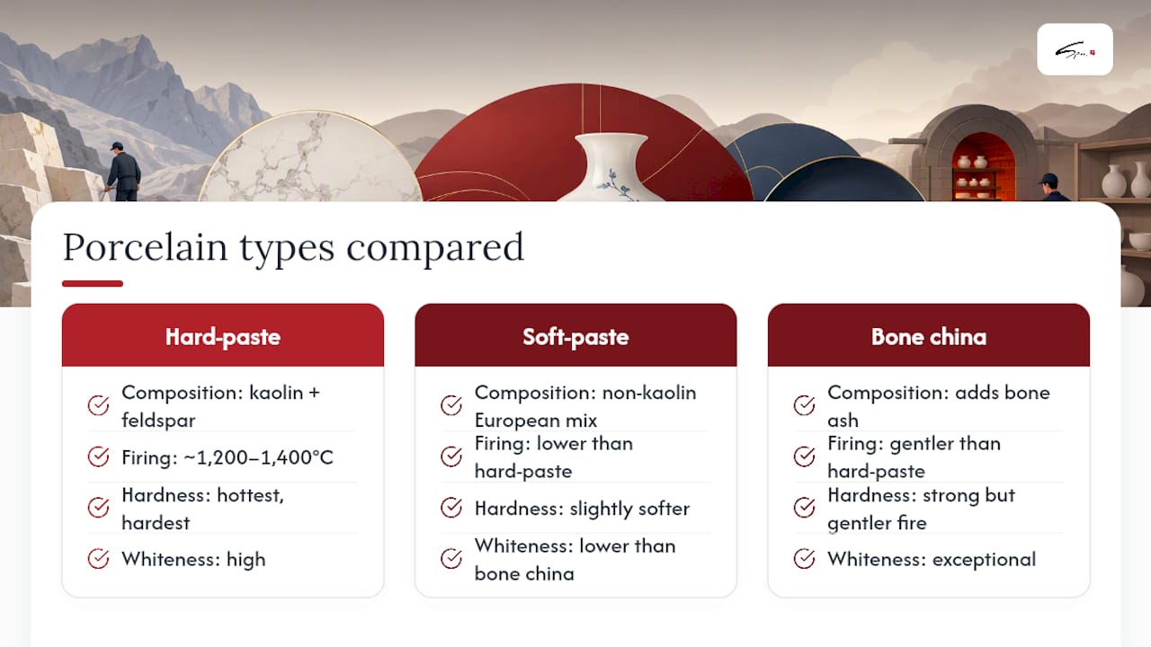 Comparison of three porcelain types