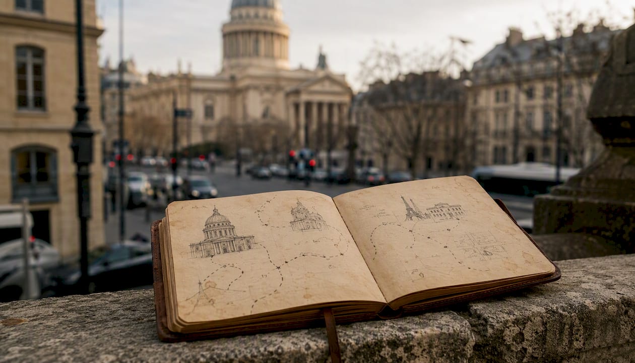 Un parcours reliant les incontournables monuments historiques de Paris sur une carte interactive